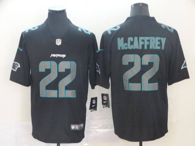 Men Carolina Panthers 22 Mccaffrey Nike Fashion Impact Black Color Rush Limited Jersey